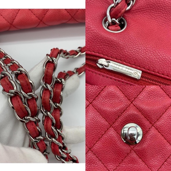 Authentic Chanel classic maxi soft caviar single flap in SHW - Picture 12 of 15